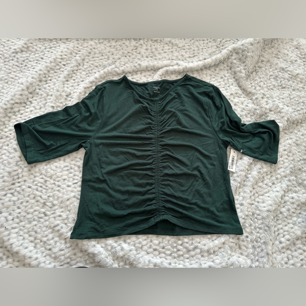 Daily Ritual ruched 3/4 sleeve blouse size Medium